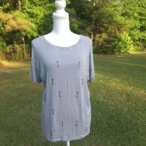 Mic & Jax Blue & White Striped Arrow Top Sz Medium